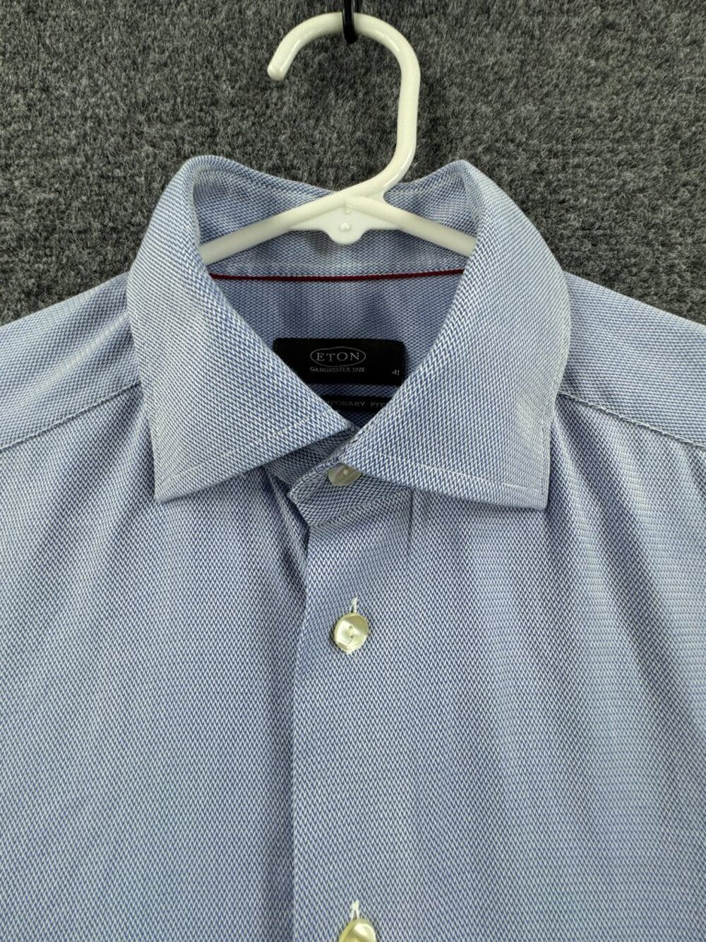 Eton Contemporary Herringbone Blue White 16 Shirt Elegant Button Up Mens Premium